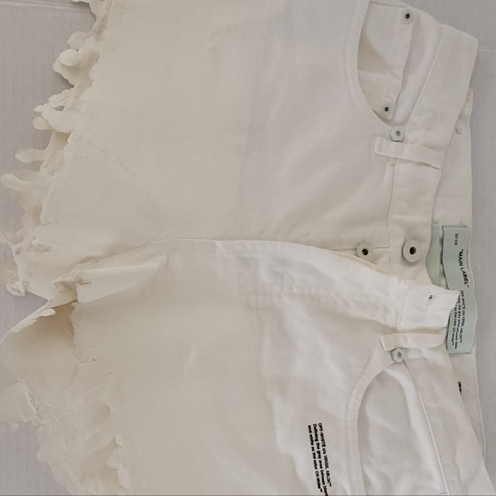 Off-White Denim shorts painted effect.
